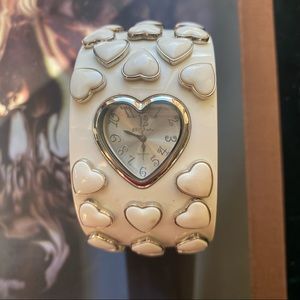 Betsy Johnson White Heart Bangle Watch